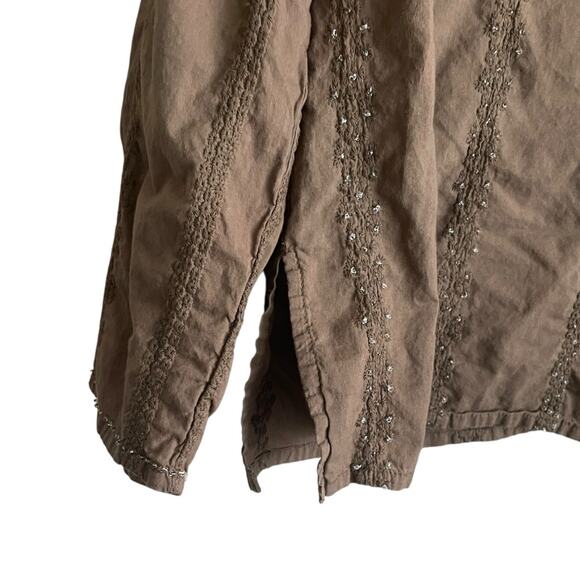 Cappagollo Women Top M Brown Cotton Beaded Boho Hippie Retro Whimsigoth Fairy - Picture 6 of 12